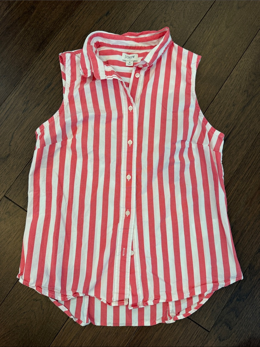 J. Crew Sleeveless Button-Down Stripe Top in Pink & White Size Small - C2-031